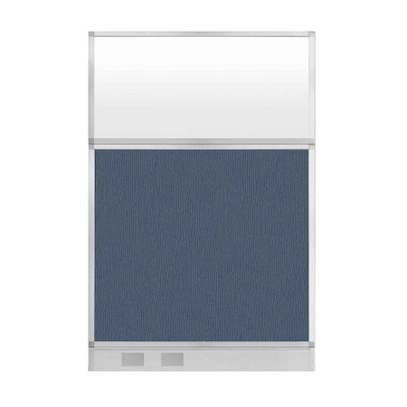 Versare Hush Panel Configurable Cubicle Partition 4' x 6' Ocean Fabric Frosted Window w/ Cable Channel 1855615-3